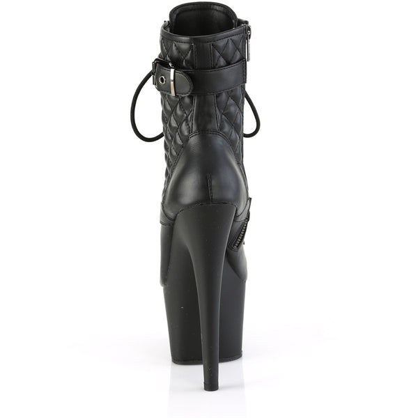7" Heel, 2 3/4" Pf Buckled Lace-Up Ankle Boot, Side Zip Pleaser Pleaser ADORE/1033