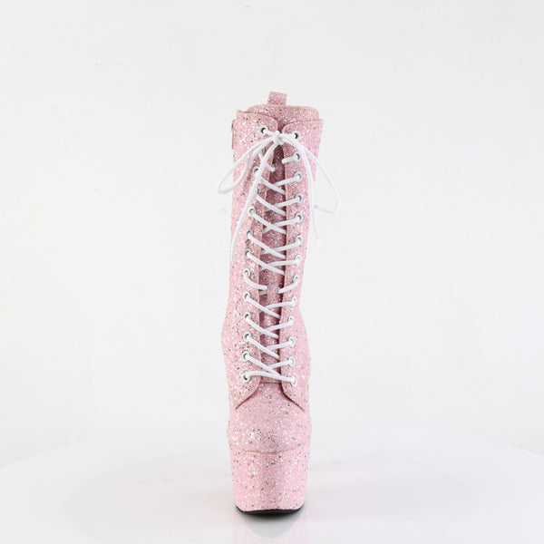 7" Heel, 2 3/4" Pf Lace-Up Front Ankle Boot, Side Zip Pleaser Pleaser ADORE/1040GR