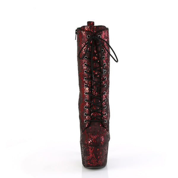 7" Heel, 2 3/4" Pf Lace-Up Front Ankle Boot, Side Zip Pleaser Pleaser ADORE/1040SPF