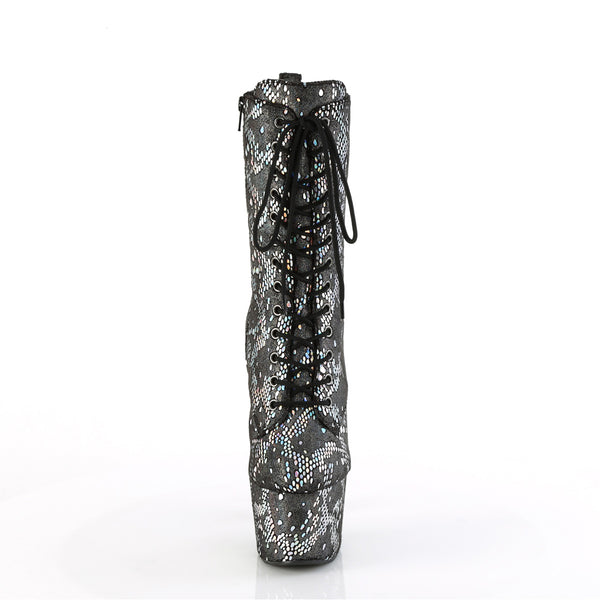 7" Heel, 2 3/4" Pf Lace-Up Front Ankle Boot, Side Zip Pleaser Pleaser ADORE/1040SPF