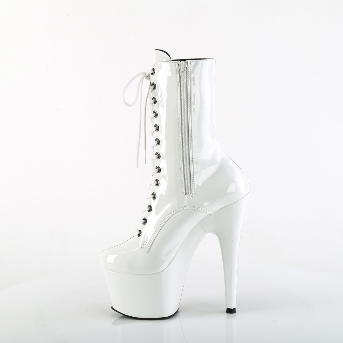7" Heel, 2 3/4" Pf Two Tone Lace-Up Ankle Boot, Side Zip Pleaser Pleaser ADORE/1040TT