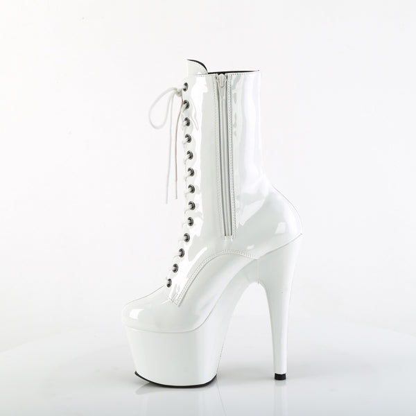 7" Heel, 2 3/4" Pf Two Tone Lace-Up Ankle Boot, Side Zip Pleaser Pleaser ADORE/1040TT
