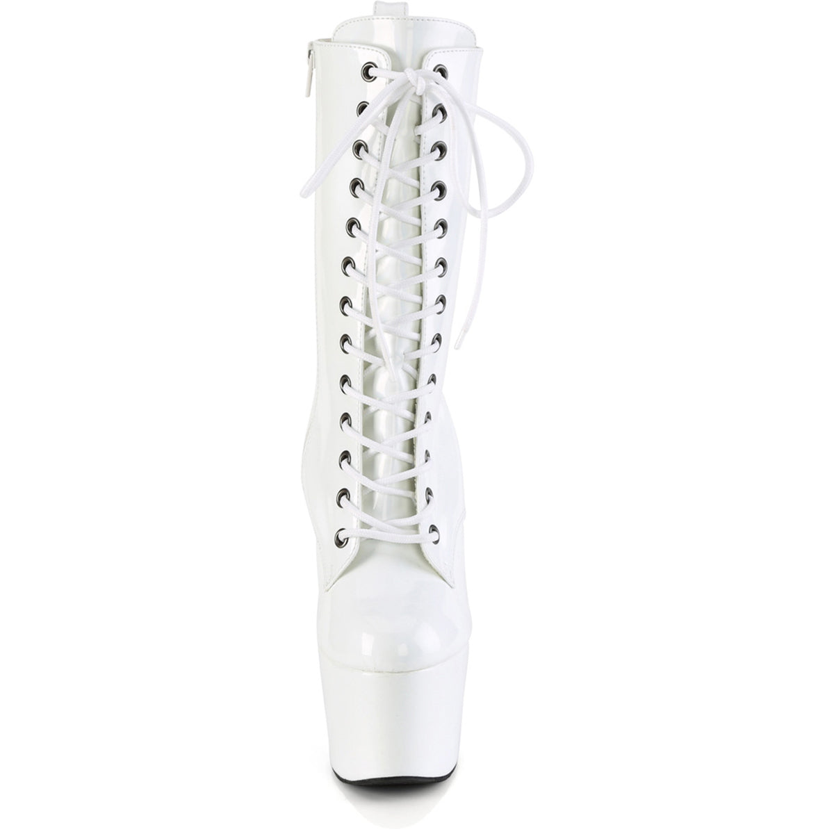 7" Heel, 2 3/4" Pf Holographic Lace-Up Ankle Boot, Side Zip Pleaser Pleaser ADORE/1040WR/HG