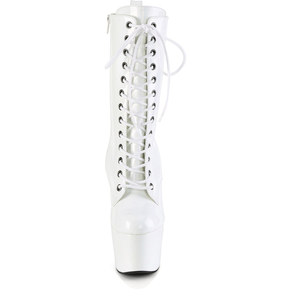 7" Heel, 2 3/4" Pf Holographic Lace-Up Ankle Boot, Side Zip Pleaser Pleaser ADORE/1040WR/HG