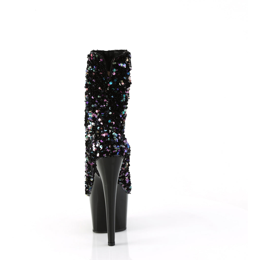 7" Heel, 2 3/4" Pf Sequins Ankle Boot, Inside Zip Pleaser Pleaser ADORE/1042SQ