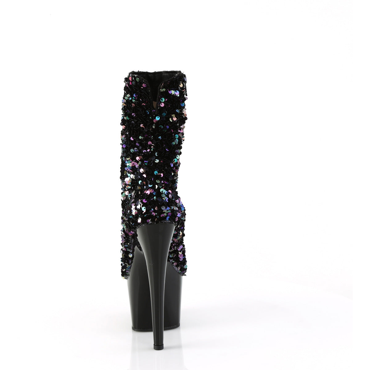 7" Heel, 2 3/4" Pf Sequins Ankle Boot, Inside Zip Pleaser Pleaser ADORE/1042SQ