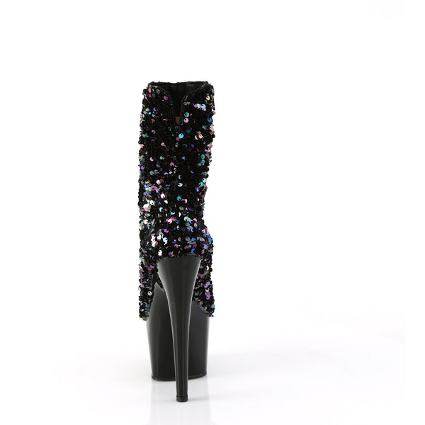 7" Heel, 2 3/4" Pf Sequins Ankle Boot, Inside Zip Pleaser Pleaser ADORE/1042SQ