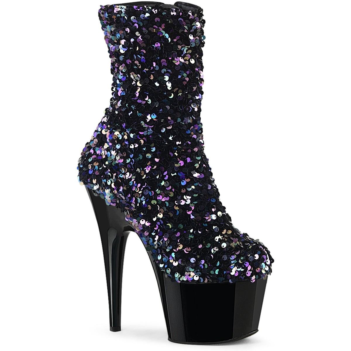 7" Heel, 2 3/4" Pf Sequins Ankle Boot, Inside Zip Pleaser Pleaser ADORE/1042SQ Main image