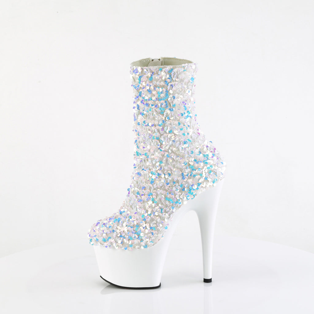 7" Heel, 2 3/4" Pf Sequins Ankle Boot, Inside Zip Pleaser Pleaser ADORE/1042SQ