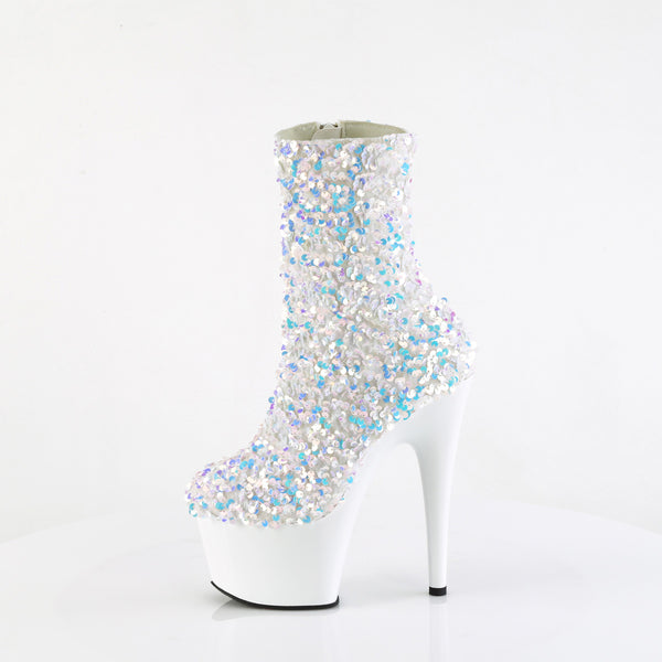 7" Heel, 2 3/4" Pf Sequins Ankle Boot, Inside Zip Pleaser Pleaser ADORE/1042SQ