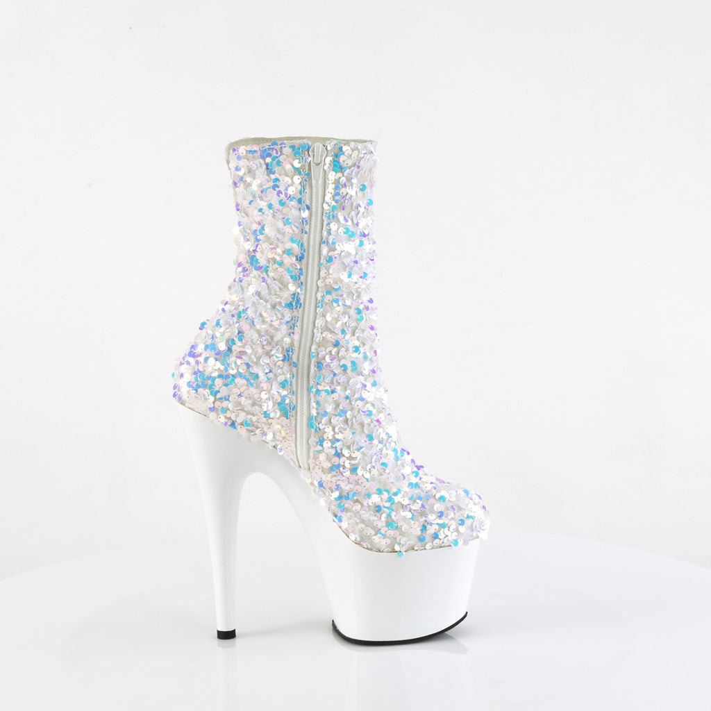 7" Heel, 2 3/4" Pf Sequins Ankle Boot, Inside Zip Pleaser Pleaser ADORE/1042SQ