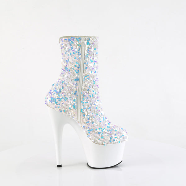 7" Heel, 2 3/4" Pf Sequins Ankle Boot, Inside Zip Pleaser Pleaser ADORE/1042SQ