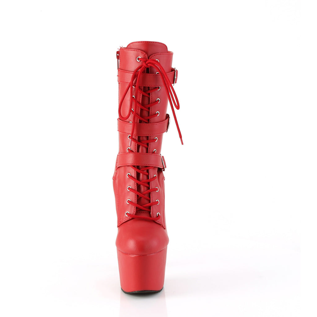 7" Heel, 2 3/4" Pf Lace-Up Front Ankle Boot, Side Zip Pleaser Pleaser ADORE/1043