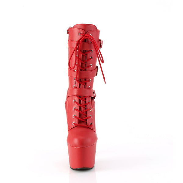 7" Heel, 2 3/4" Pf Lace-Up Front Ankle Boot, Side Zip Pleaser Pleaser ADORE/1043