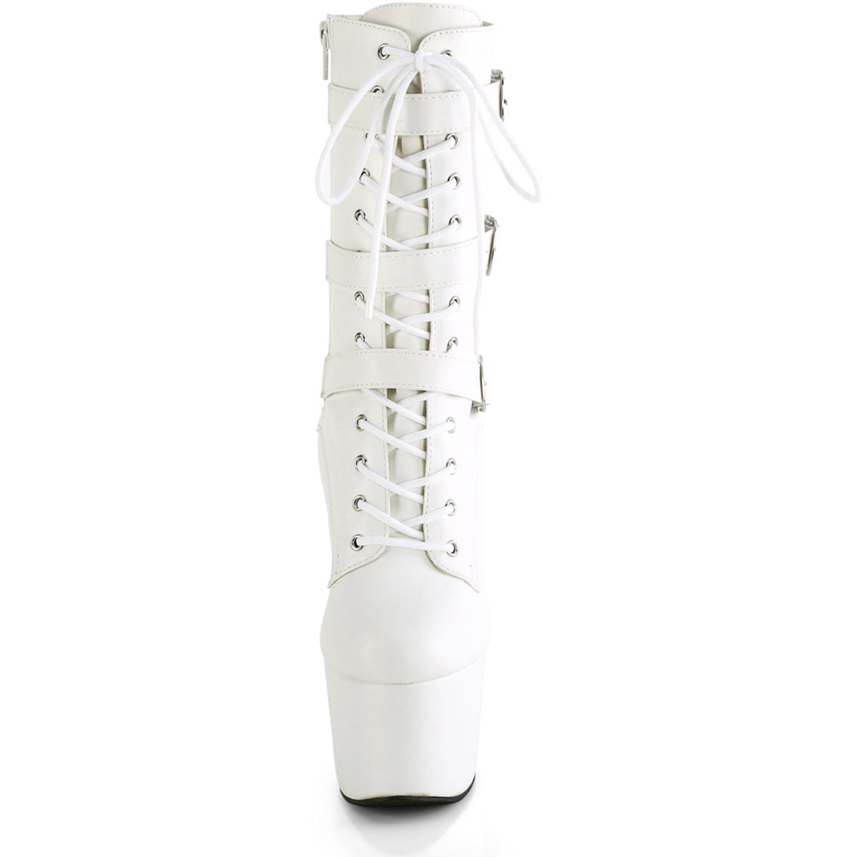 7" Heel, 2 3/4" Pf Lace-Up Front Ankle Boot, Side Zip Pleaser Pleaser ADORE/1043
