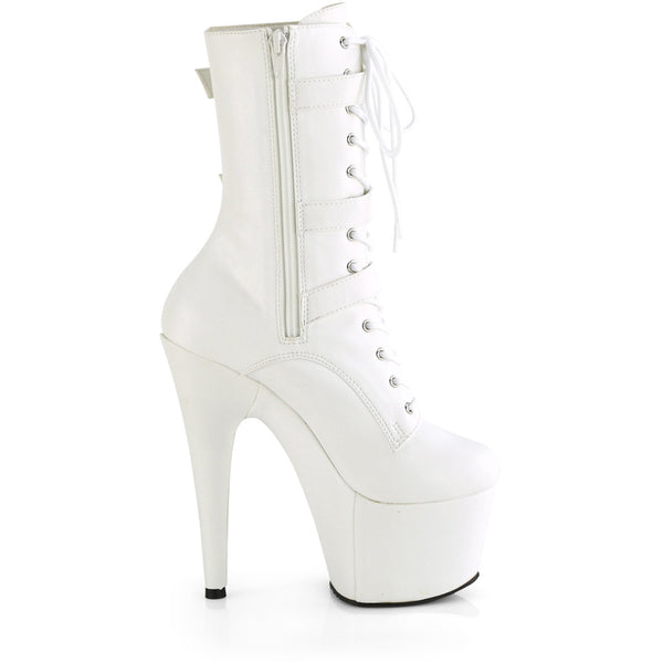 7" Heel, 2 3/4" Pf Lace-Up Front Ankle Boot, Side Zip Pleaser Pleaser ADORE/1043