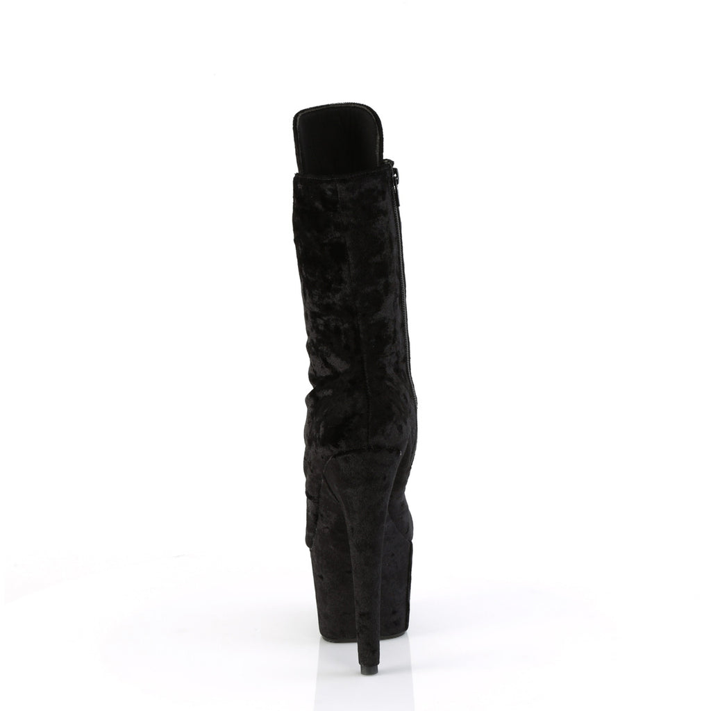 7" Heel, 2 3/4" Pf Lace-Up Mid Calf Boot, Side Zip Pleaser  ADORE/1045VEL