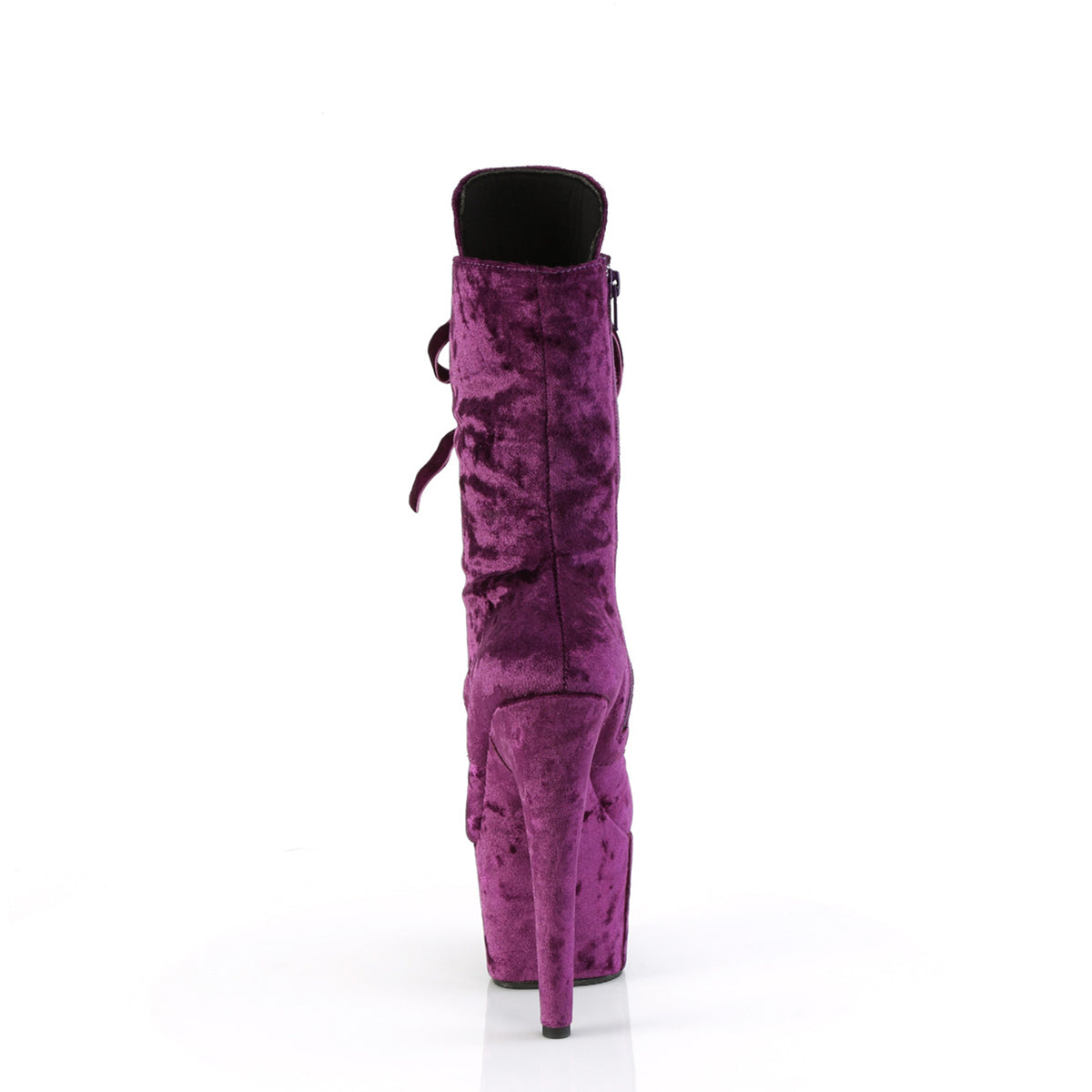7" Heel, 2 3/4" Pf Lace-Up Mid Calf Boot, Side Zip Pleaser  ADORE/1045VEL