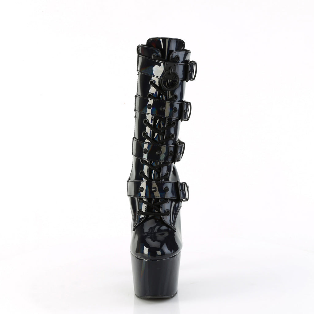 7" Heel, 2 3/4" Pf Lace-Up Front Ankle Boot, Side Zip Pleaser Pleaser ADORE/1046