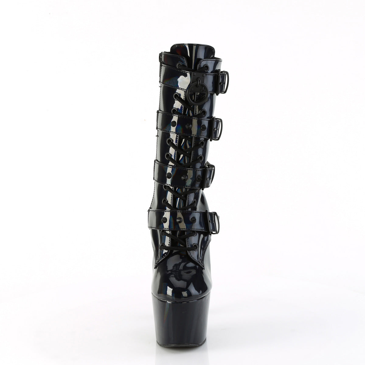 7" Heel, 2 3/4" Pf Lace-Up Front Ankle Boot, Side Zip Pleaser Pleaser ADORE/1046