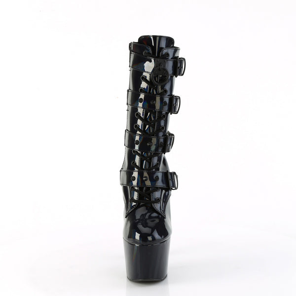 7" Heel, 2 3/4" Pf Lace-Up Front Ankle Boot, Side Zip Pleaser Pleaser ADORE/1046