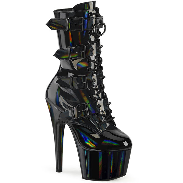 7" Heel, 2 3/4" Pf Lace-Up Front Ankle Boot, Side Zip Pleaser Pleaser ADORE/1046