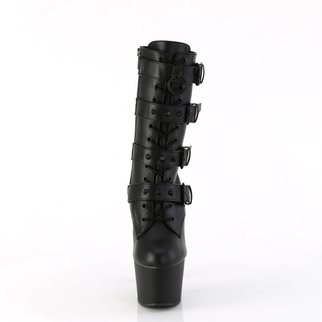 7" Heel, 2 3/4" Pf Lace-Up Front Ankle Boot, Side Zip Pleaser Pleaser ADORE/1046