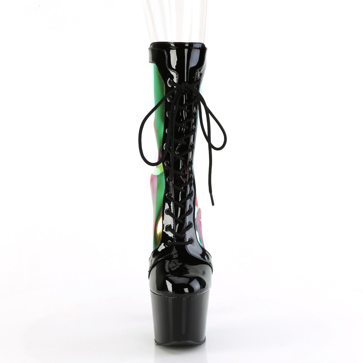 7" Heel, 2 3/4" Pf Lace-Up Front Anke Boot, Back Zip Pleaser Pleaser ADORE/1047