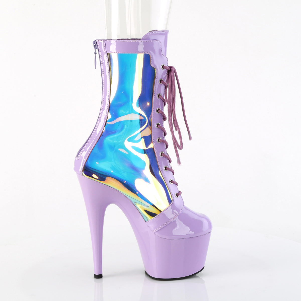 7" Heel, 2 3/4" Pf Lace-Up Front Anke Boot, Back Zip Pleaser Pleaser ADORE/1047
