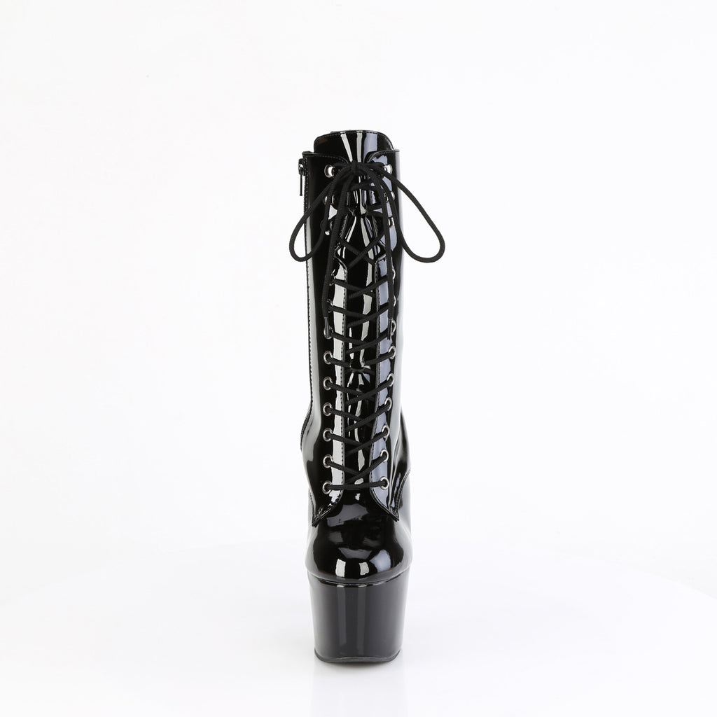 7" Heel, 2 3/4" Pf Lace-Up Front Ankle Boot, Side Zip Pleaser Pleaser ADORE/1049WR