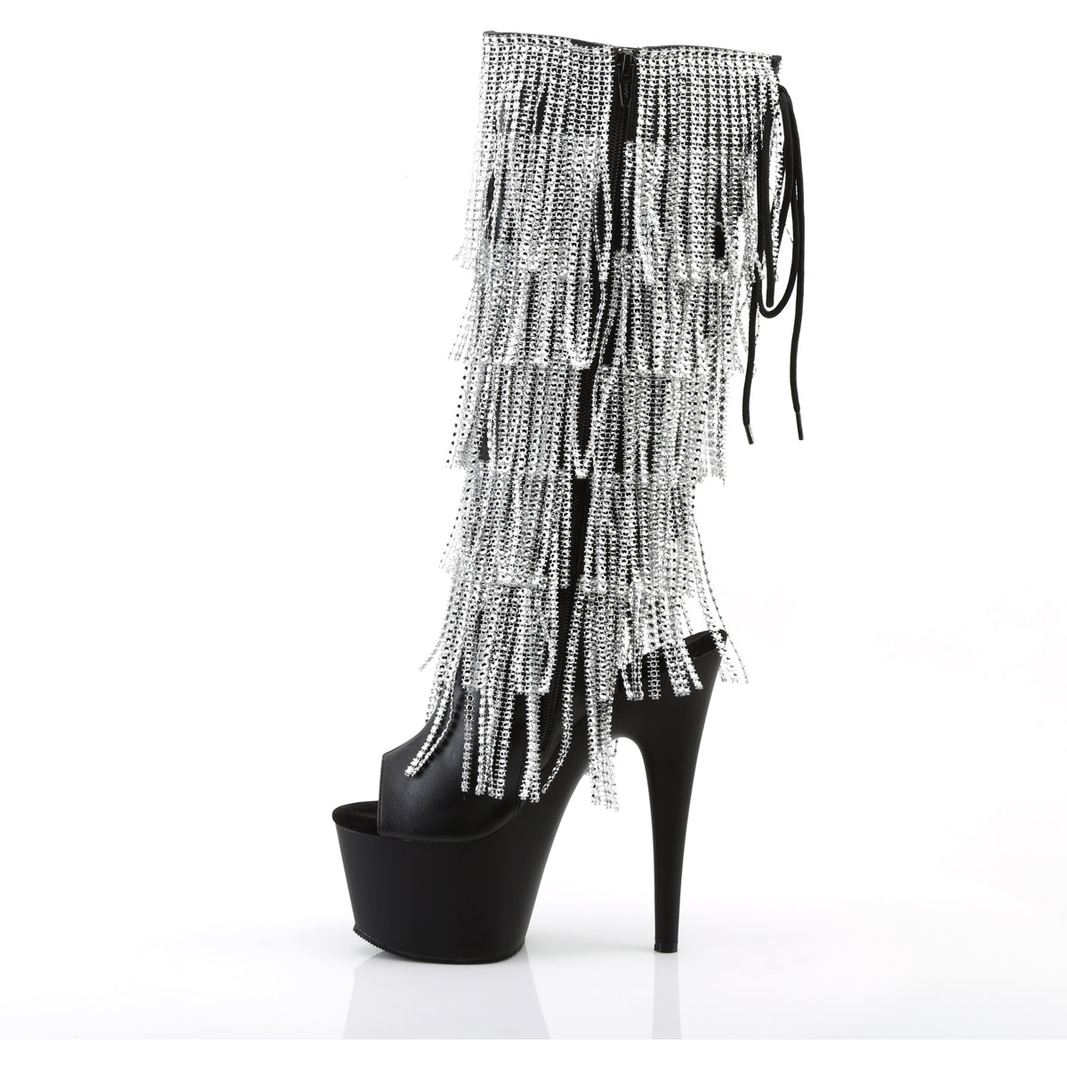 7" Heel, 2 3/4" Pf Lace-Up Stretch Pf Knee Boot, Side Zip Pleaser Pleaser ADORE/2024RSF