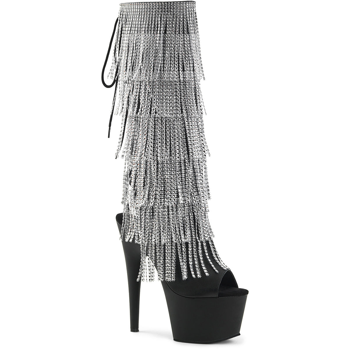 7" Heel, 2 3/4" Pf Lace-Up Stretch Pf Knee Boot, Side Zip Pleaser Pleaser ADORE/2024RSF Main image
