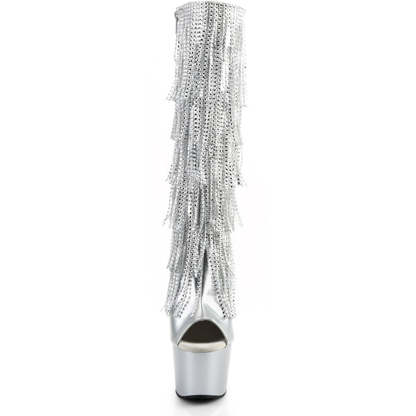 7" Heel, 2 3/4" Pf Lace-Up Stretch Pf Knee Boot, Side Zip Pleaser Pleaser ADORE/2024RSF
