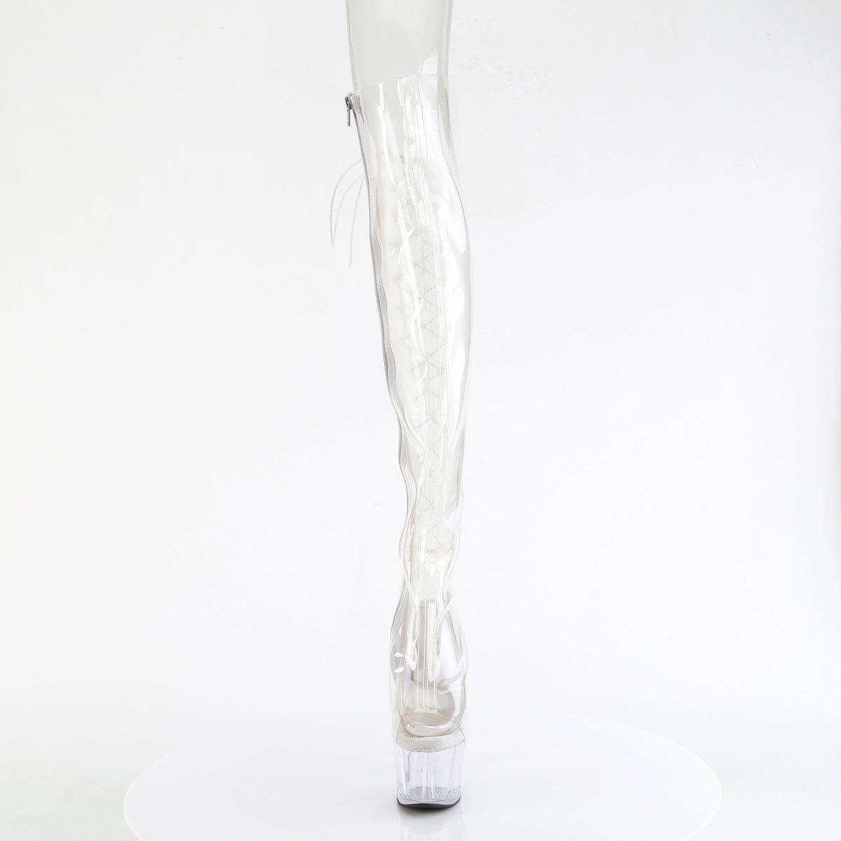 Pleaser Adore-3019C 7 Inch Heel Clear Open Toe Over-the-Knee Boots with Platform Secondary image