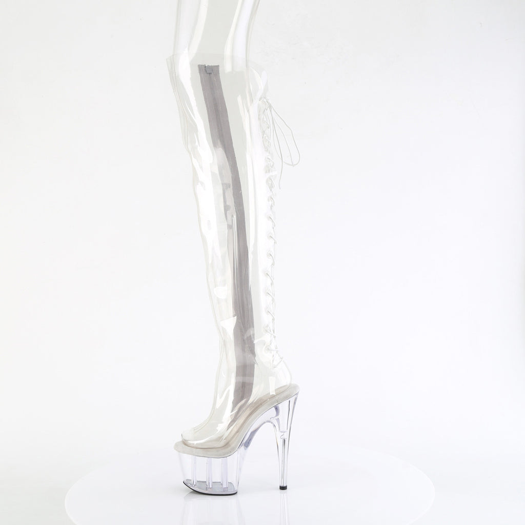 7" Heel, 2 3/4" Pf Open Toe/Over-The-Knee Boot, Side Zip Pleaser Pleaser ADORE/3019C
