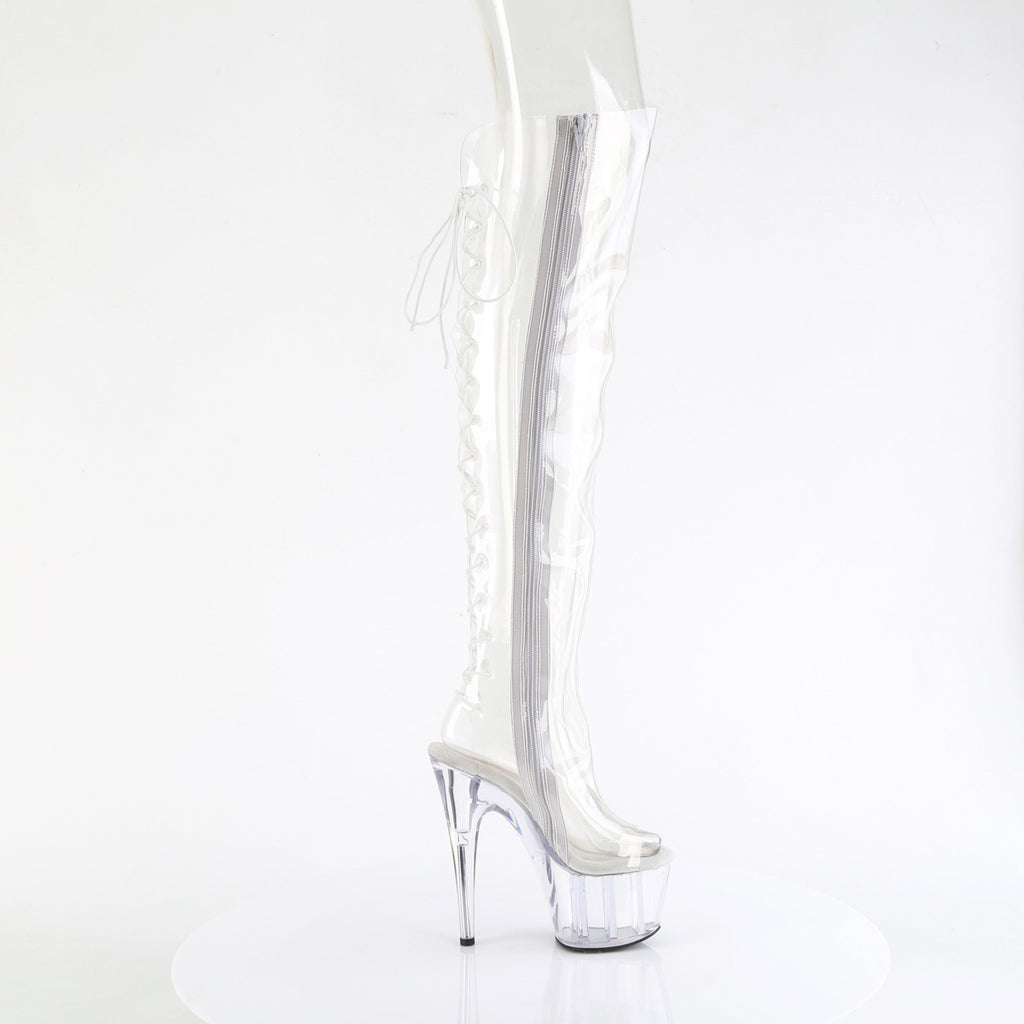 7" Heel, 2 3/4" Pf Open Toe/Over-The-Knee Boot, Side Zip Pleaser Pleaser ADORE/3019C