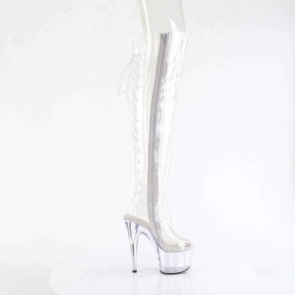 7" Heel, 2 3/4" Pf Open Toe/Over-The-Knee Boot, Side Zip Pleaser Pleaser ADORE/3019C