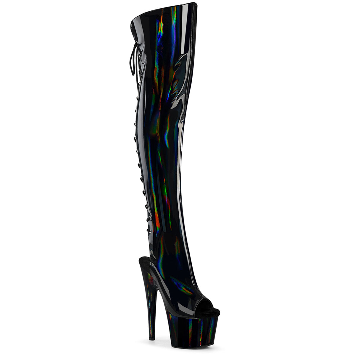 7" Heel, 2 3/4"Pf Open Toe/Heel Over-The-Knee Boot, Side Zip Pleaser Pleaser ADORE/3019HWR Main image