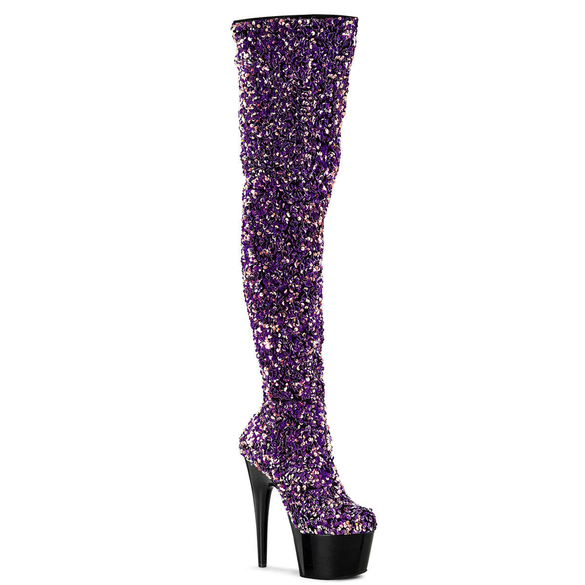 Pleaser Adore-3020 7" Heel 2 3/4" Platform Sequin Thigh High Boots for Women Secondary image