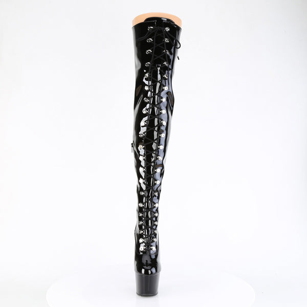 7" Heel, 2 3/4" Pf Lace Up Front Thigh Boot, Side Zip Pleaser Pleaser ADORE/3022