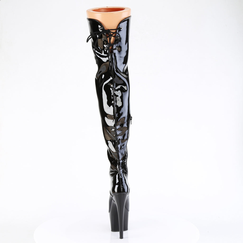 7" Heel, 2 3/4" Pf Lace Up Front Thigh Boot, Side Zip Pleaser Pleaser ADORE/3022