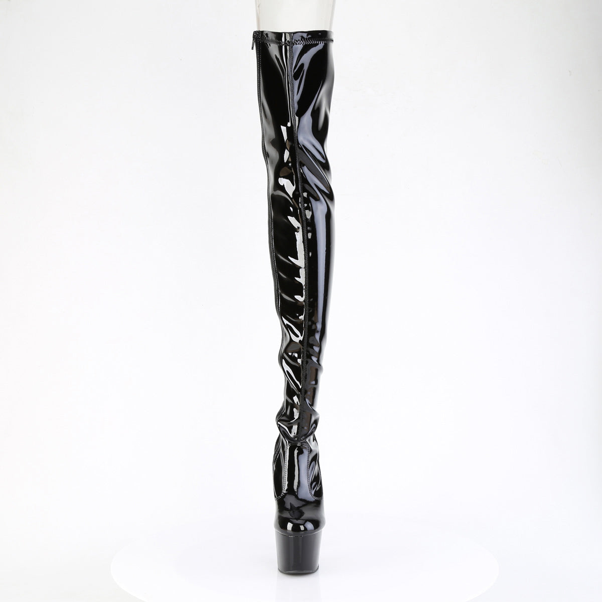 7" Heel, 2 3/4" Pf Lace-Up Back Stretch Thigh Boot, Side Zip Pleaser Pleaser ADORE/3850