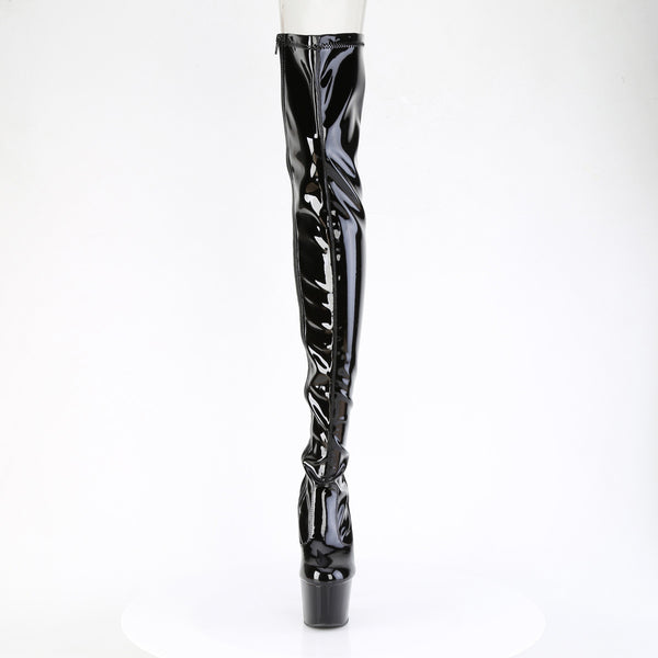 7" Heel, 2 3/4" Pf Lace-Up Back Stretch Thigh Boot, Side Zip Pleaser Pleaser ADORE/3850