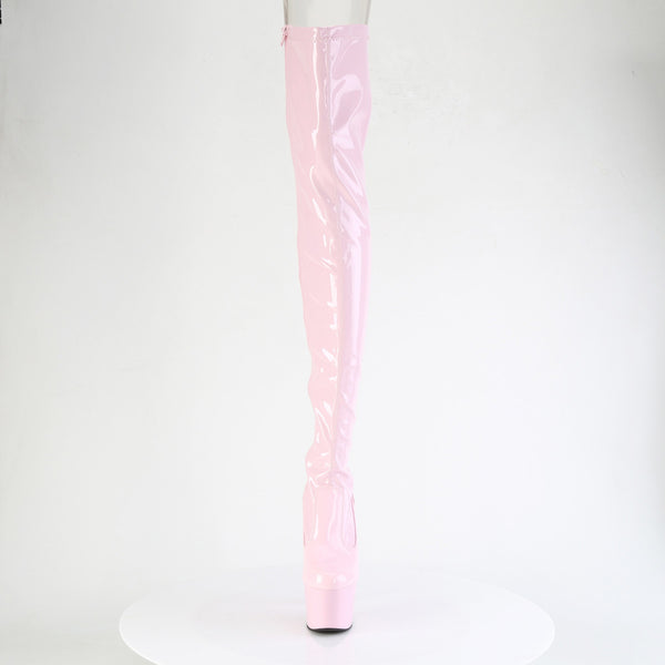7" Heel, 2 3/4" Pf Lace-Up Back Stretch Thigh Boot, Side Zip Pleaser Pleaser ADORE/3850