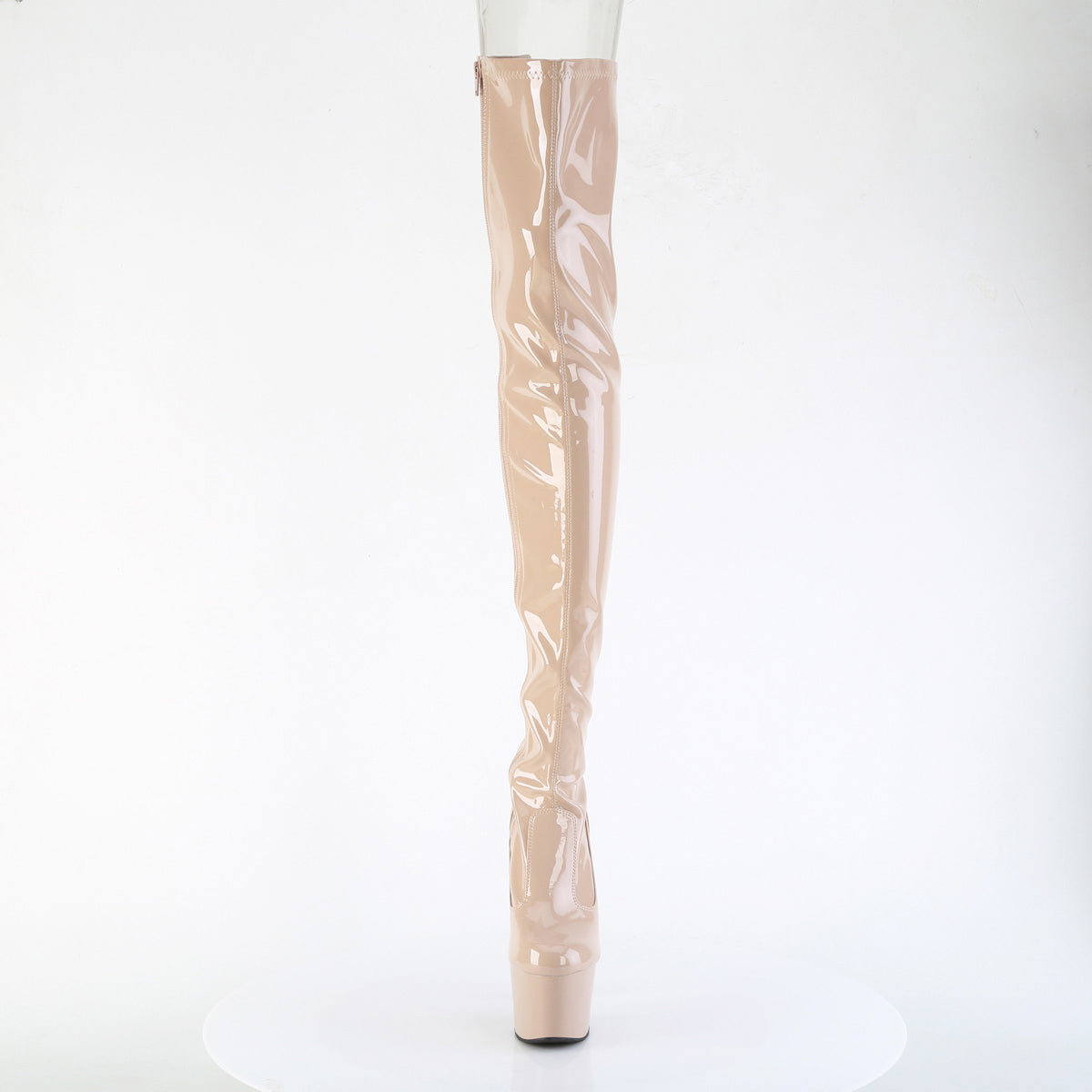 7" Heel, 2 3/4" Pf Lace-Up Back Stretch Thigh Boot, Side Zip Pleaser Pleaser ADORE/3850