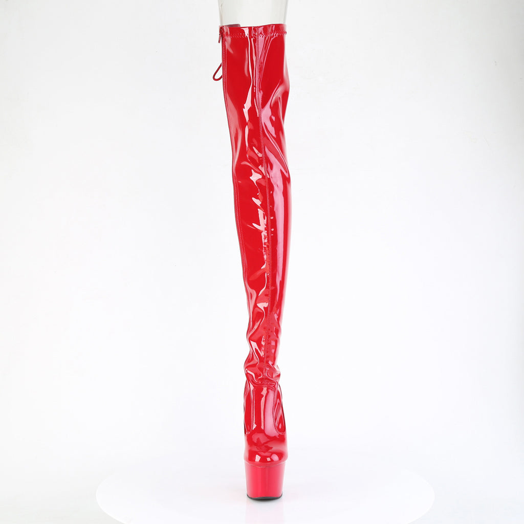 7" Heel, 2 3/4" Pf Lace-Up Back Stretch Thigh Boot, Side Zip Pleaser Pleaser ADORE/3850
