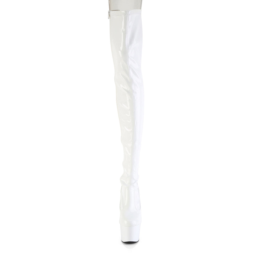 7" Heel, 2 3/4" Pf Lace-Up Back Stretch Thigh Boot, Side Zip Pleaser Pleaser ADORE/3850