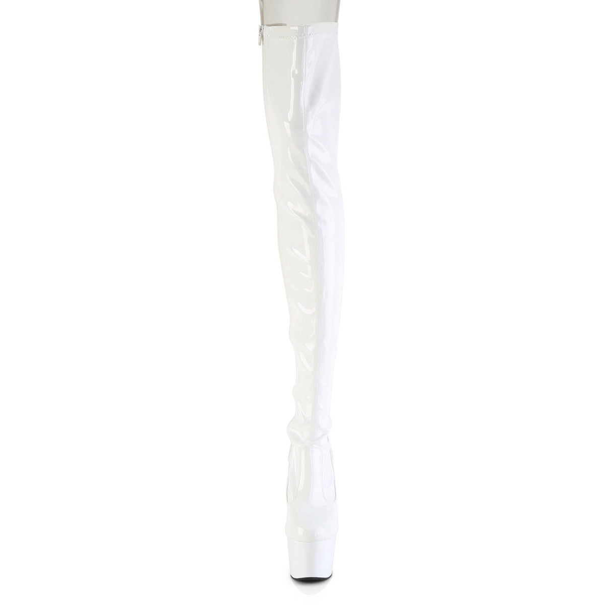 7" Heel, 2 3/4" Pf Lace-Up Back Stretch Thigh Boot, Side Zip Pleaser Pleaser ADORE/3850