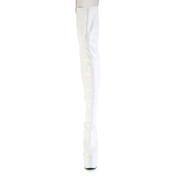 7" Heel, 2 3/4" Pf Lace-Up Back Stretch Thigh Boot, Side Zip Pleaser Pleaser ADORE/3850