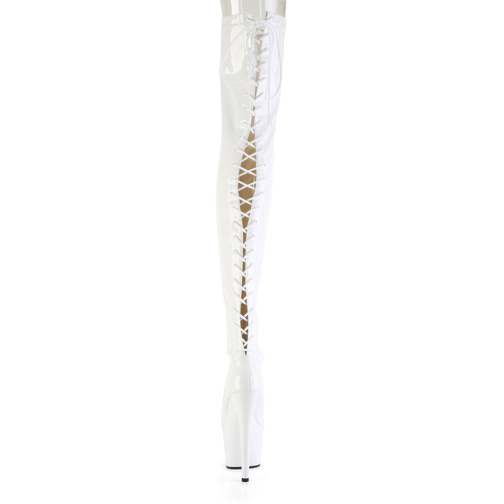 7" Heel, 2 3/4" Pf Lace-Up Back Stretch Thigh Boot, Side Zip Pleaser Pleaser ADORE/3850